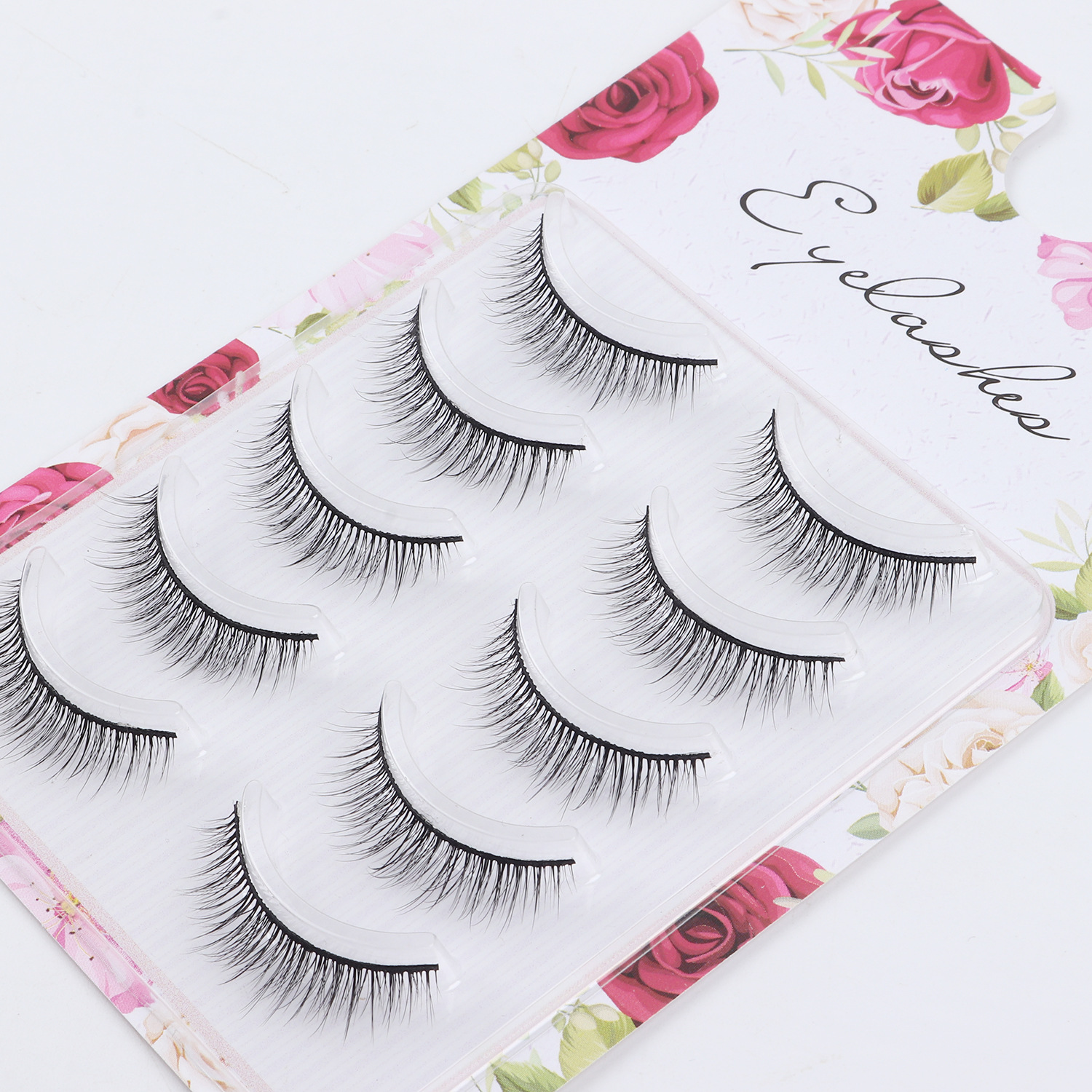 Natural Five Pairs of Eyelashes Slim Model Black Stem False Eyelashes Daily Makeup Simulation Soft Eyelashes Wholesale