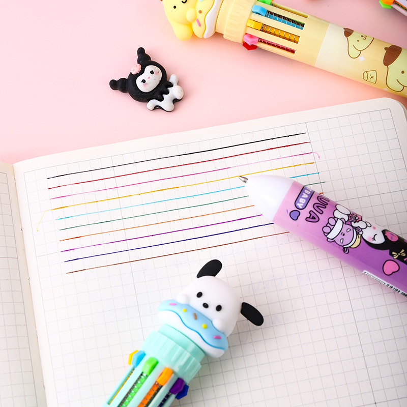 Yqiduo Sanrio Ten-Color Ballpoint Pen Multi-Color Press Journal Pen Good-looking Modeling Color Pencil Stationery Wholesale