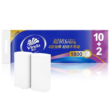维达卷纸超韧4层1800克加厚无芯中长卷家庭卫生纸家用厕纸擦手纸