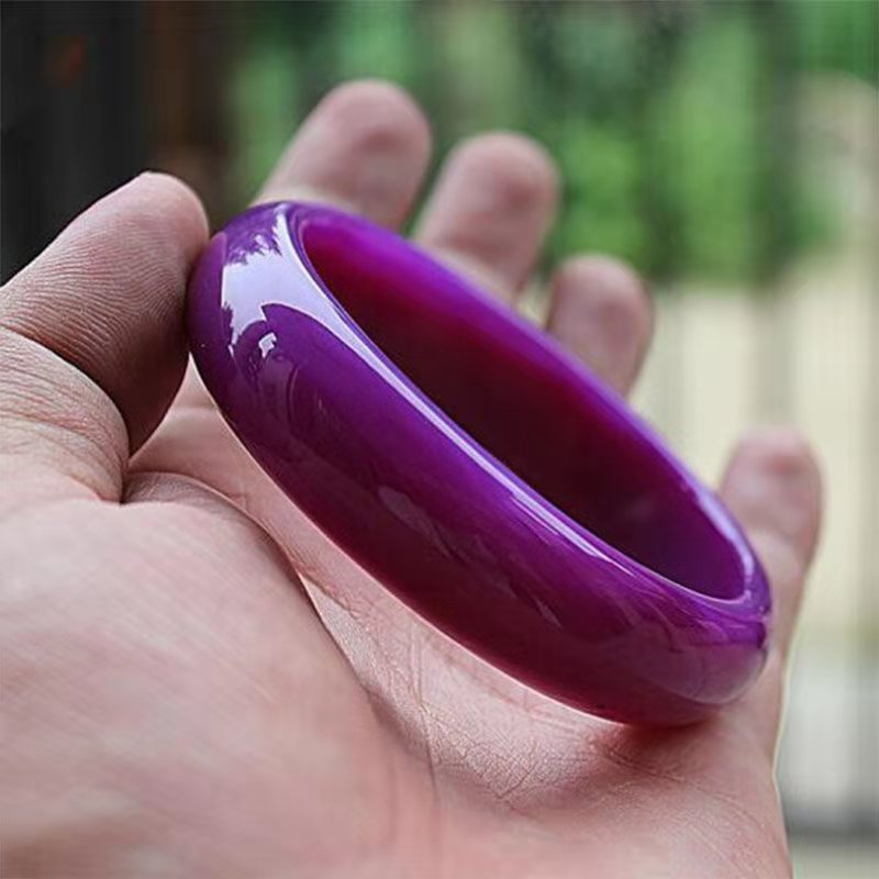 玉髓手镯巴西帝王紫玉髓紫玛瑙手镯加宽加厚款女士玛瑙玉镯