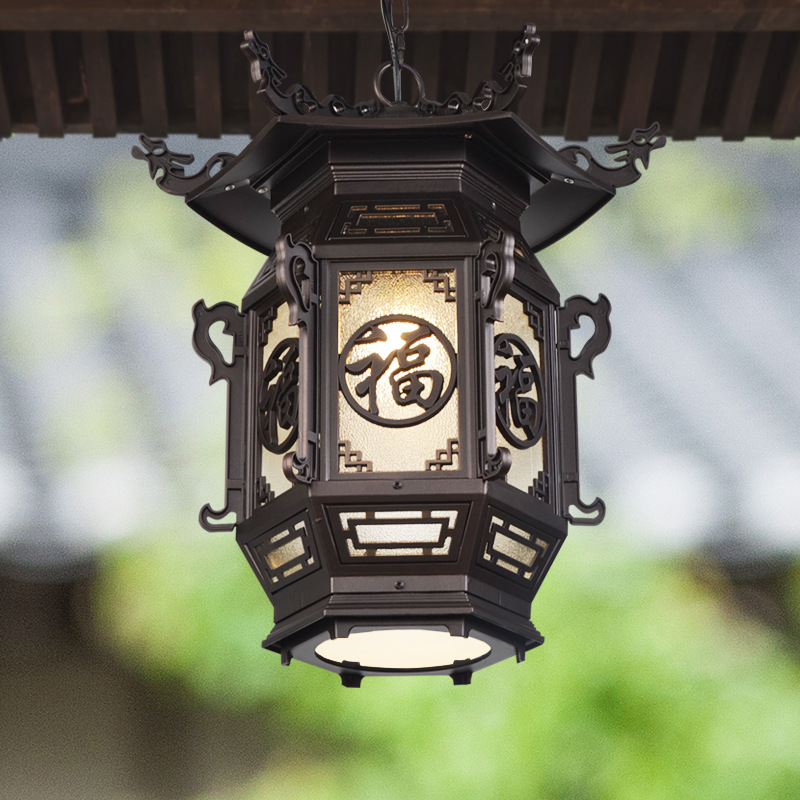 中式屋檐吊灯户外防水庭院复仿古廊庭灯笼寺庙宫廷凉亭室外过道灯