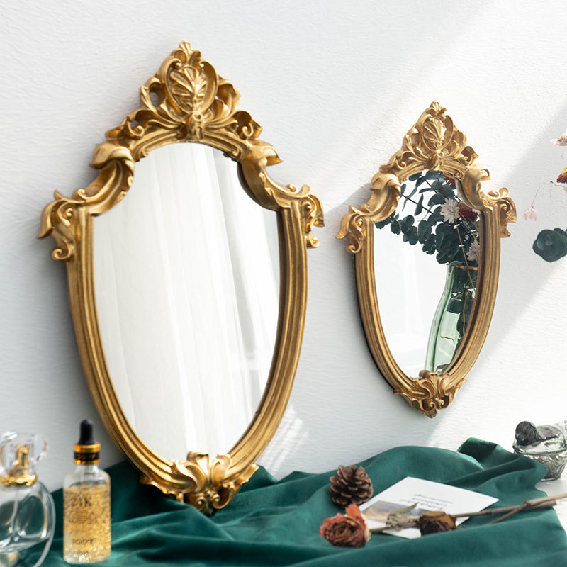 ins北欧复古法式宫廷风金色挂镜家居壁挂墙面装饰化妆网红镜子
