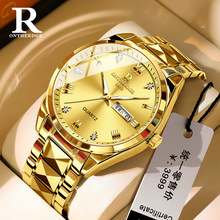 桂花牌品牌瑞士男士商务手表机械腕表夜光防水金色watchs外贸批发