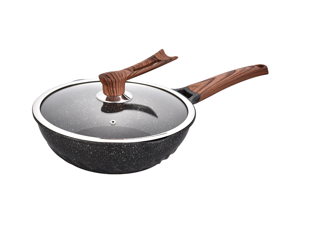 One Piece Dropshipping Medical Stone 32cm Cyclone Bottom Non-Stick Wok Die Casting Kitchen Frying Pan Multi-Functional Applicable to Gas Stove