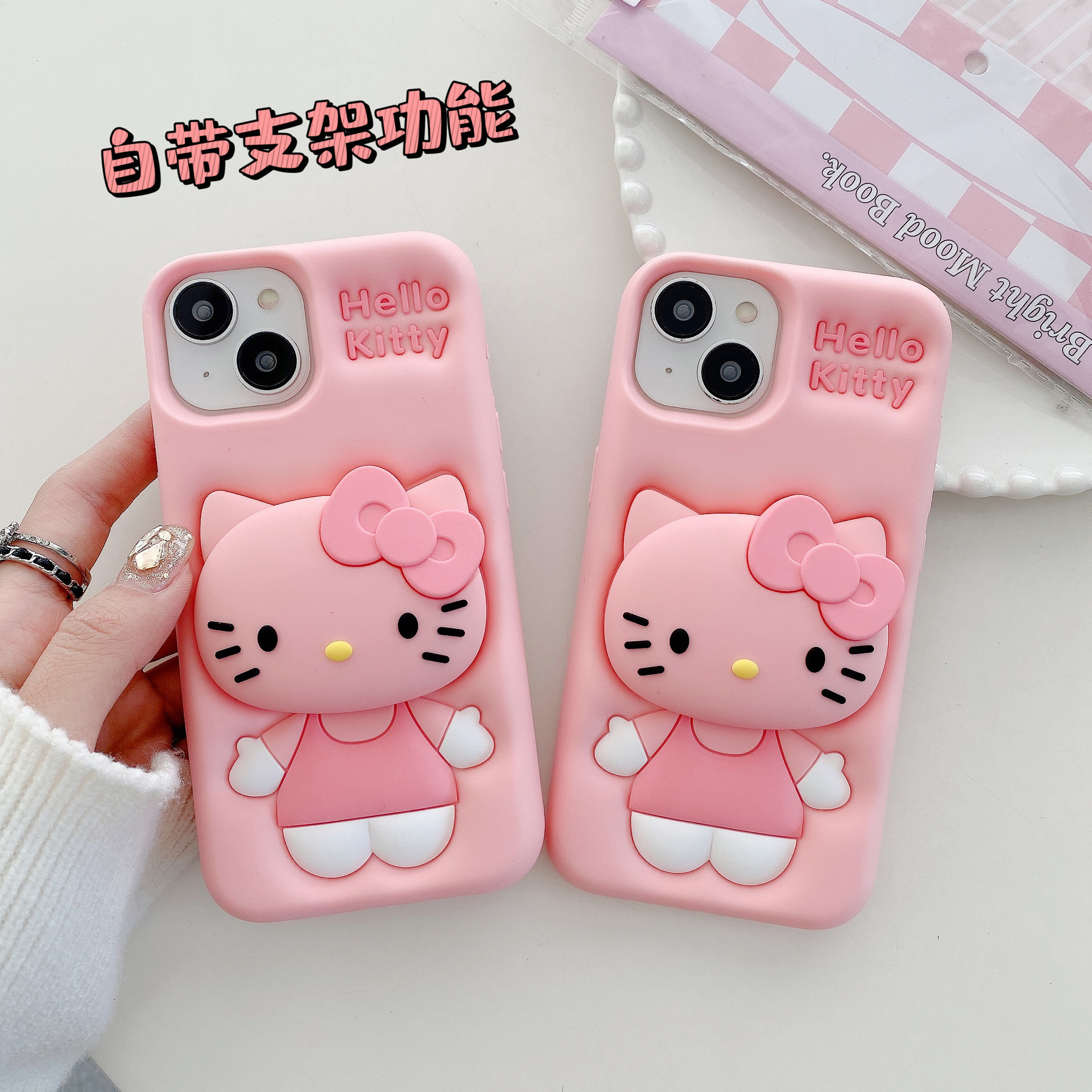 粉色kt猫硅胶全包手机壳适用iphone 15 14 13 pro max-阿里巴巴