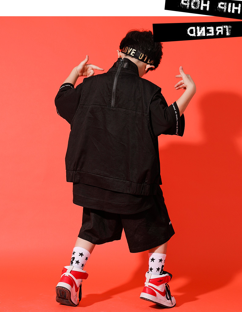 儿童街舞套装男童嘻哈服装少儿hiphop爵士舞演出衣服炫酷男孩马甲