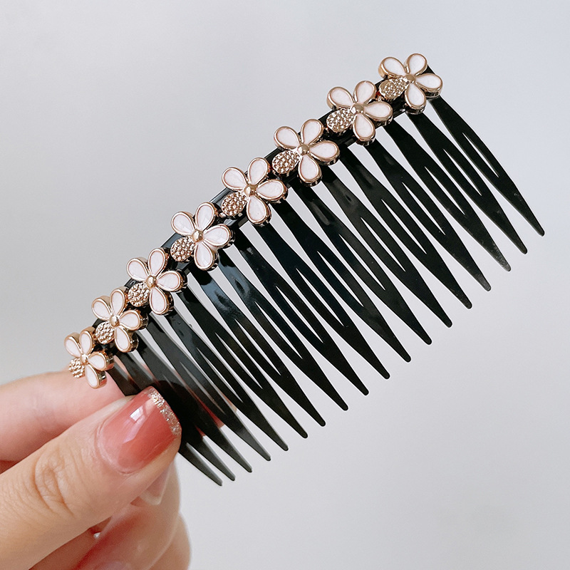 Classic Style Pearl Flower Non-Slip Broken Hair Organizing Box Bangs Broken Hair Comb Joker Hairclip Back Head Hair Comb