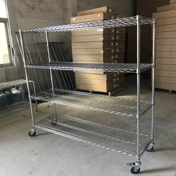 线网镀铬货架防静电物料层架可移动不锈钢置物架现货批发源头厂家