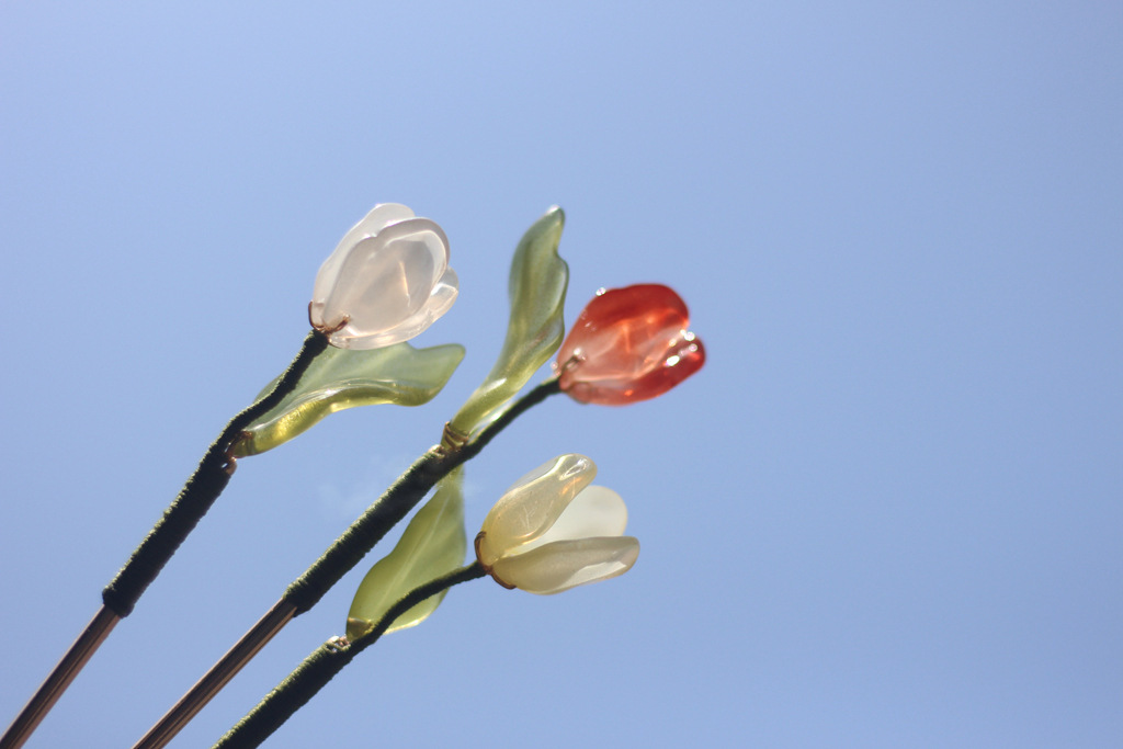 小红书博主同款浪漫郁金香发簪女古风丸子头发饰汉服配饰现代簪子