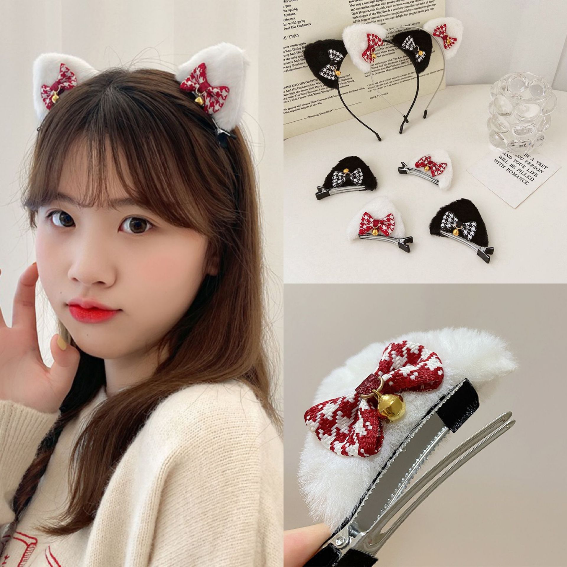 韩国可爱猫耳朵发箍女洗脸毛绒发卡简约超萌少女心头箍发饰夏季