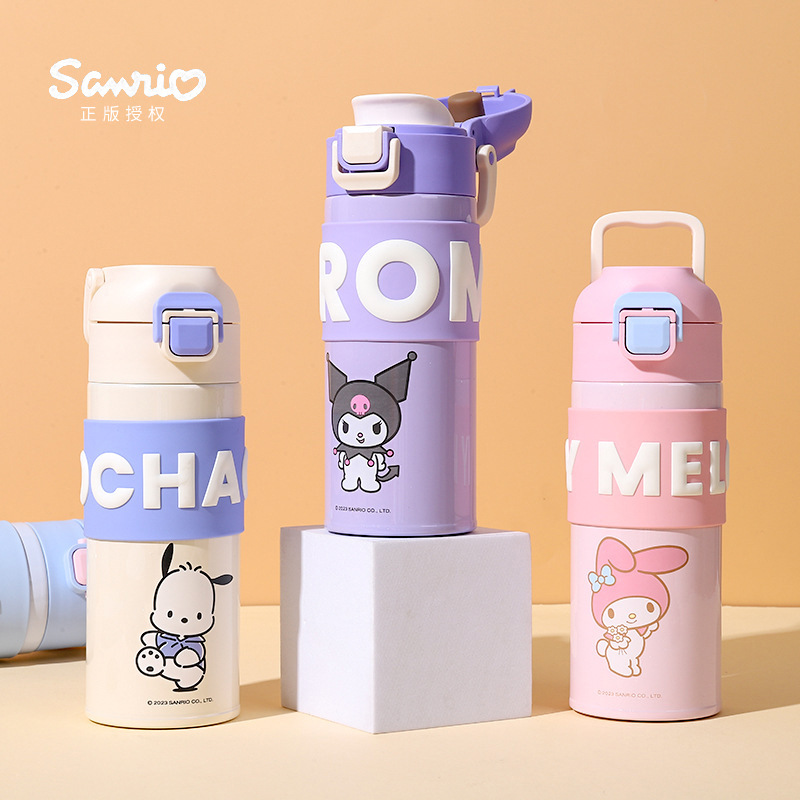 Sanrio Officially Authorized Vacuum Cup Student Outdoor Portable Handle Cup High Appearance Bounce Cover Straight Drink Cup with Tea Infuser