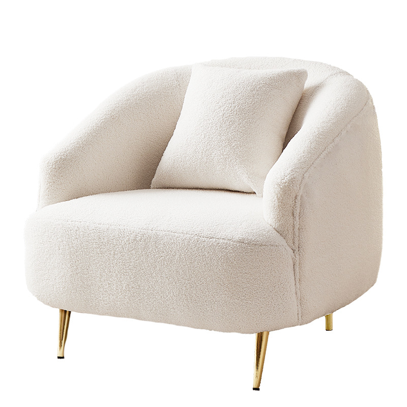 白色单人沙发轻奢北欧羊羔绒懒人卧室阳台休闲椅可爱女生小户型家