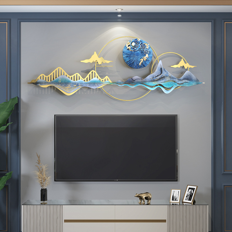 客厅电视机柜背景墙挂饰新中式轻奢挂件墙上装饰品大气壁挂沙发墙