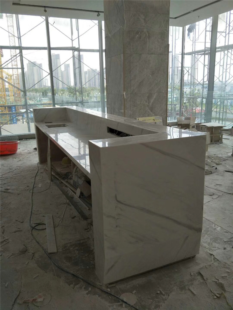 东莞宇西人造石厂家-亚克力人造石服务台/花纹色人造石异形前台