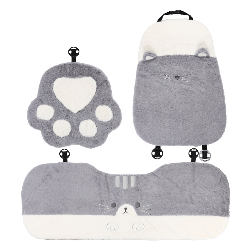 Autumn and Winter Car Seat Cushion Plush Cute Cat's Paw Car Warm Seat Cushion Internet Celebrity Comfortable Soft Car Seat Cushion