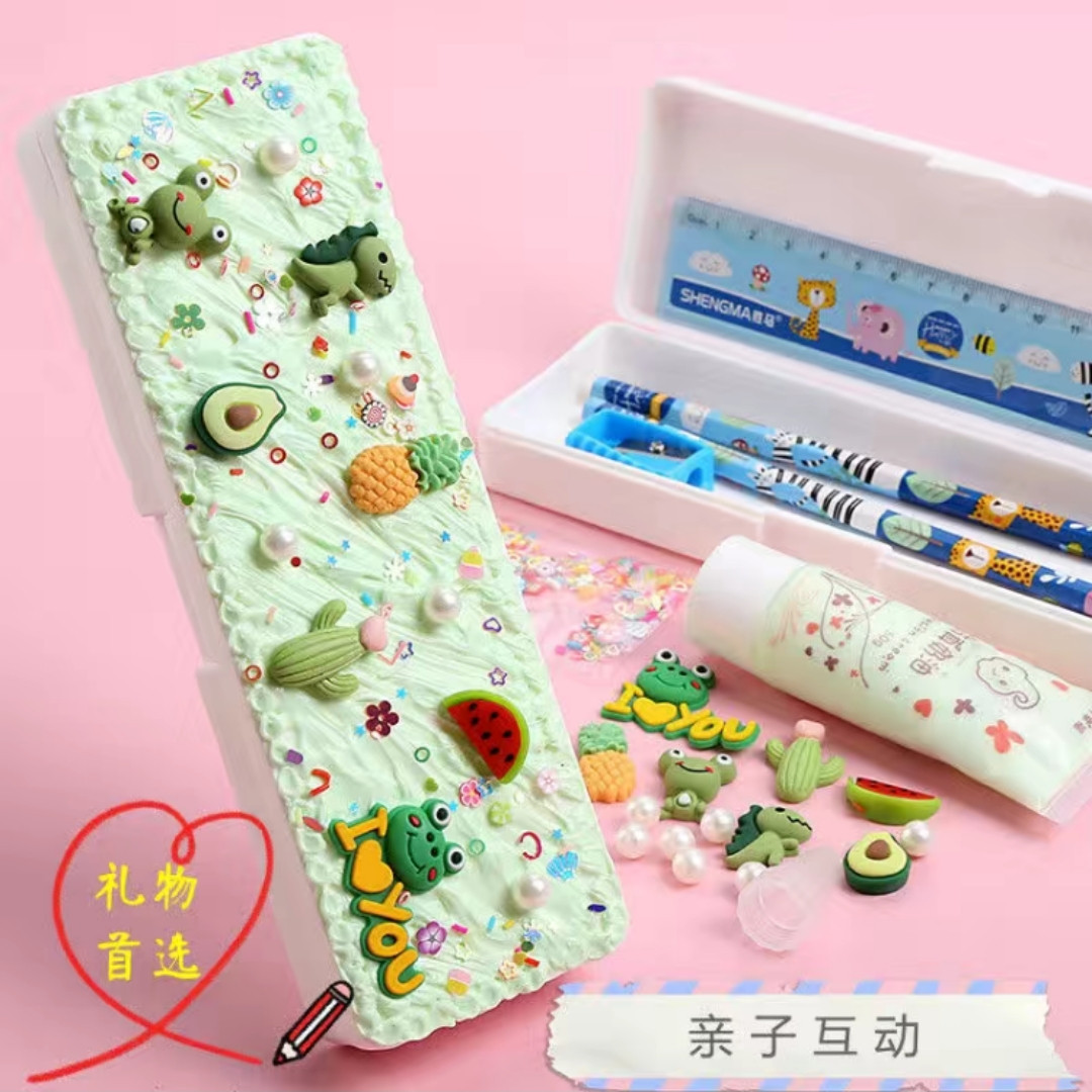 Internet Celebrity DIY Handmade Cream Glue Stationery Box Material Package Boys and Girls Children Puzzle Gift Homemade Pencil Box