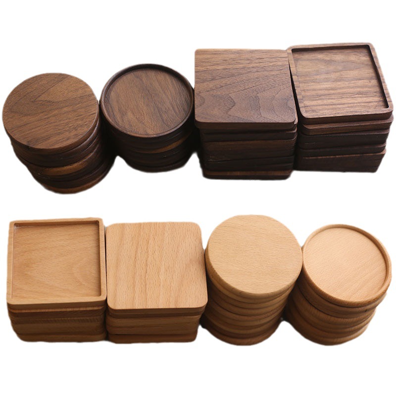 Wooden Coaster Cup Saucer Coffee Teacup Mat Black Walnut Wooden Cup Mat Teacup Mat in Stock Household Insulation Mat Solid Wood Coaster