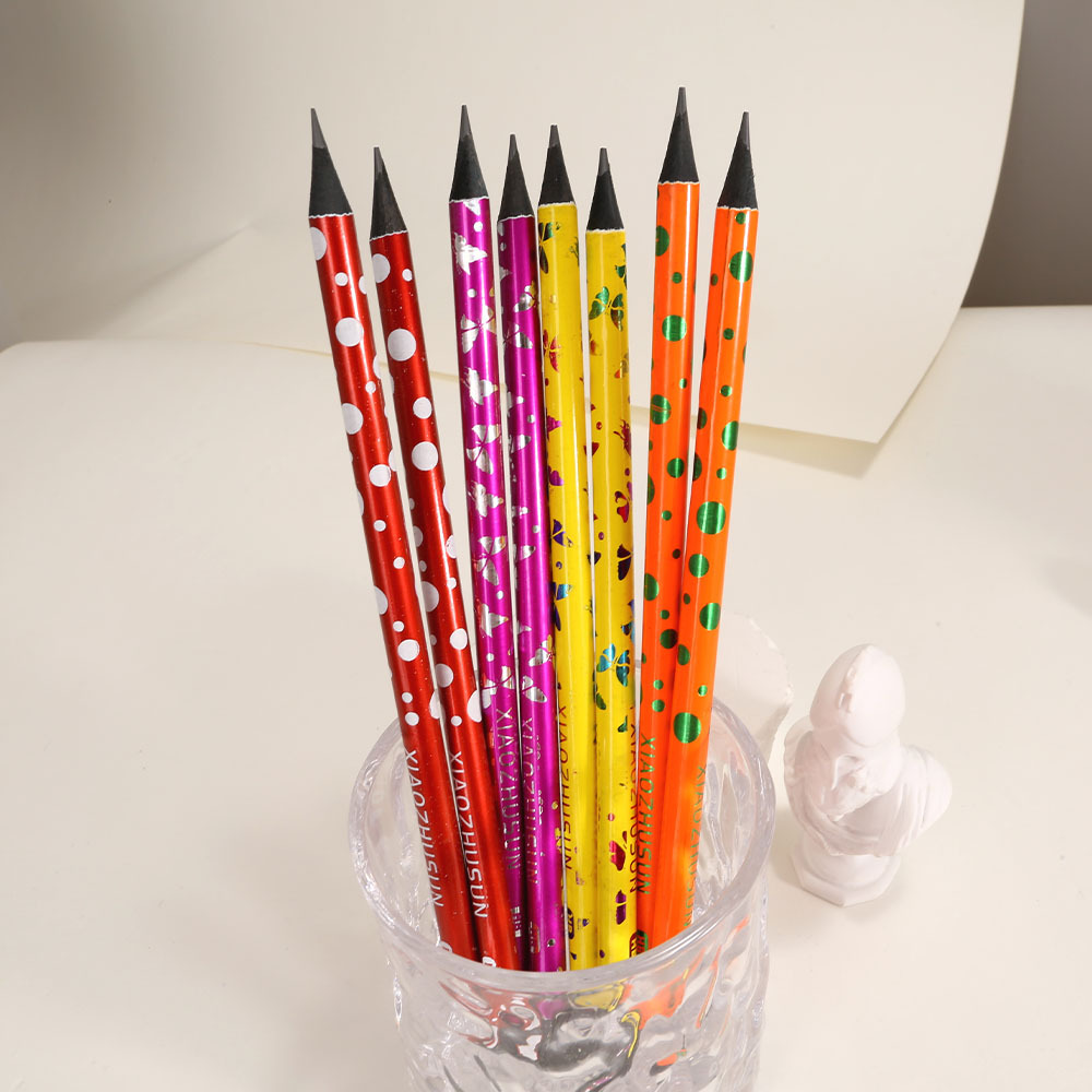 小竹笋皮头黑木圆杆滚印hb铅笔儿童握姿写字笔素描绘画铅笔木制笔