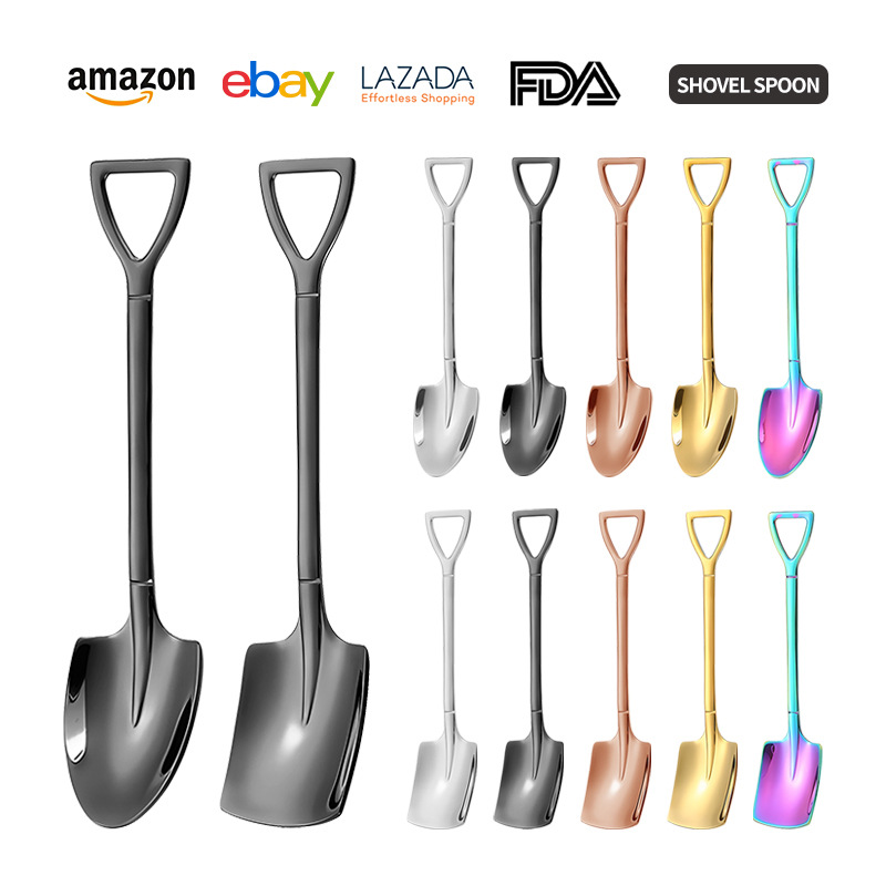 Factory Direct 304 Stainless Steel Shovel Spoon Creative Watermelon Spoon Dessert Spoon Ice Cream Spoon Shovel Coffee Spoon