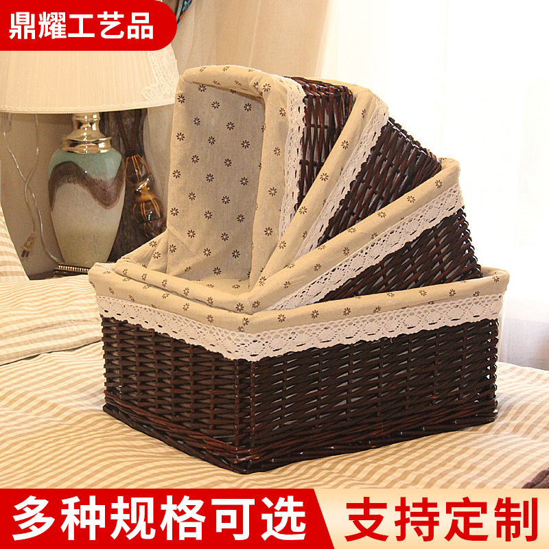 Organizing Household Supplies Wicker Storage Basket Supermarket Display Basket Hand-Woven Rattan Storage Basket Rattan Basket