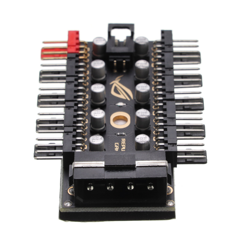 Computer Case Fan 3 4pin PWM 10-Bit Hub Capacitor Board Synchronous Temperature Control Extension Hub