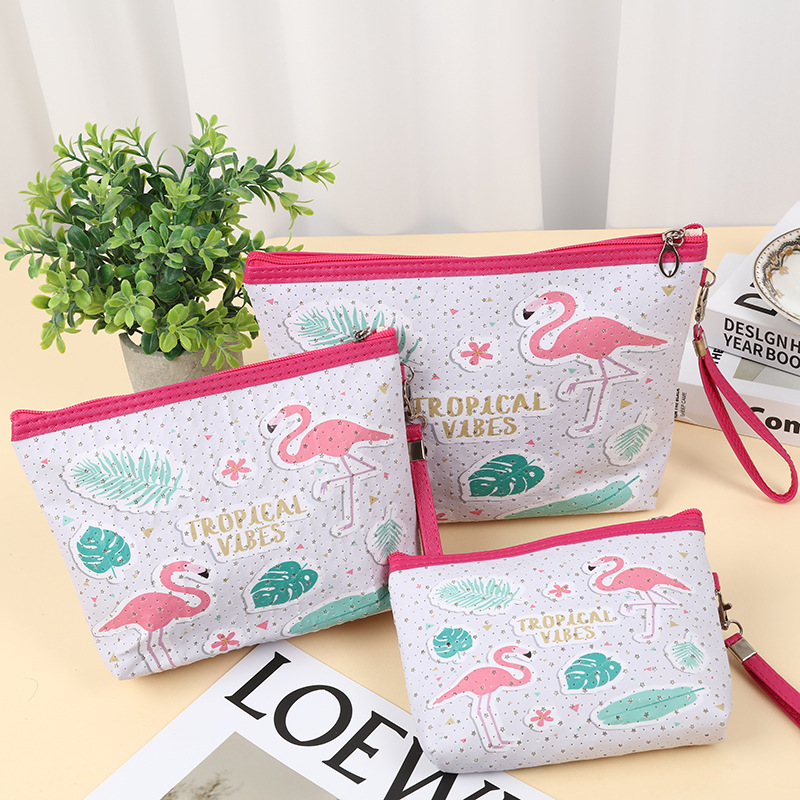 New Large Capacity Pu Women's Hand Holding Cosmetic Bag Cartoon Comfortable Soft Cute Portable Waterproof Multifunctional Storage Bag