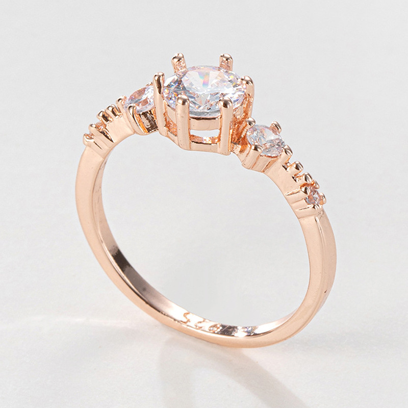 亚马逊wish热卖5颗小碎钻戒指欧美简约微镶细款钻戒跨境代发饰品