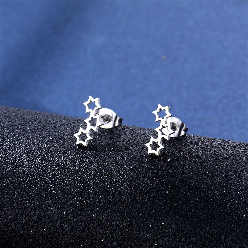 Cross-Border Hexagram Necklace Starlight Fashion Simple Pendant Earings Set XINGX Female Temperament Clavicle Chain Ornament