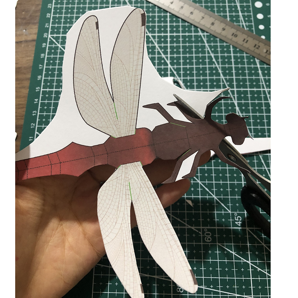 6件套独角仙 蝴蝶 蜻蜓 螳螂 昆虫纸模型 手工diy 学生活动 亲子