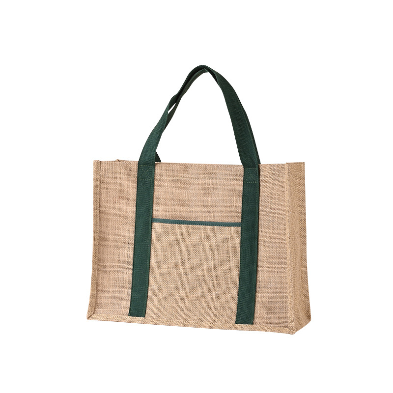 Artistic Non-Printed Sack Custom Portable Jute Shopping Bag Logo Blank Linen Jute Bag DIY