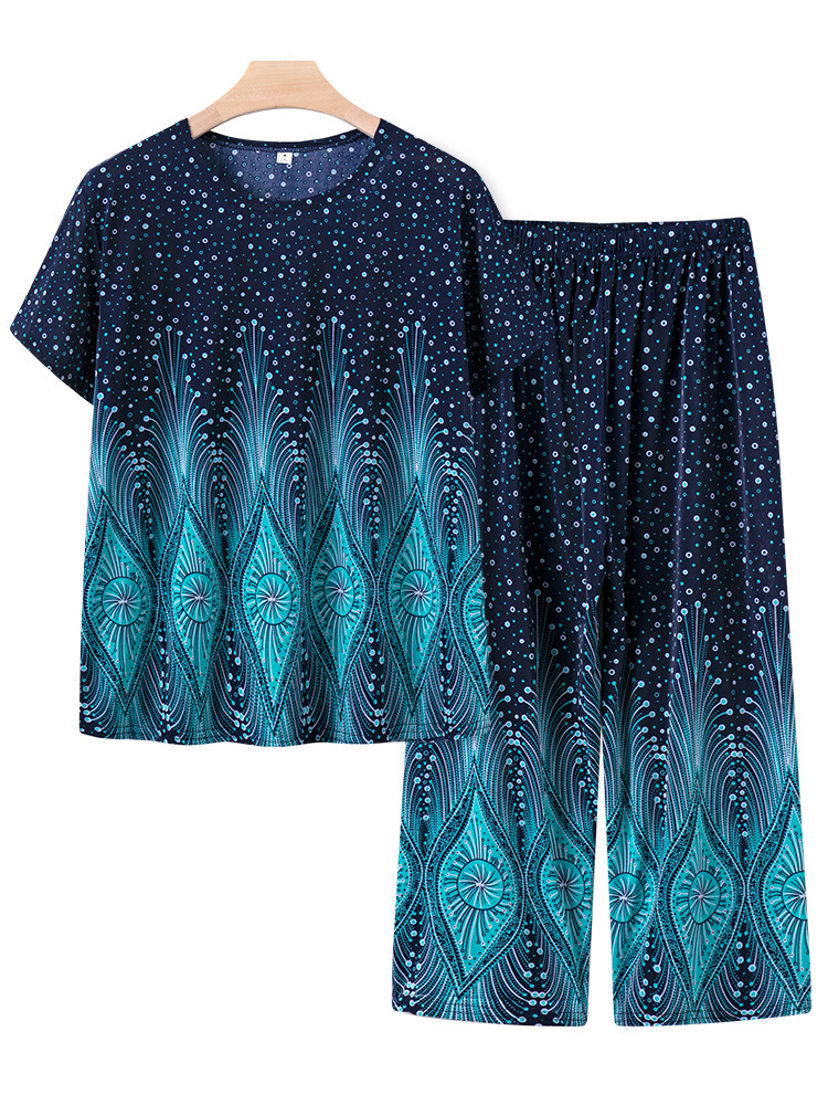 老年人夏装女奶奶时尚休闲套装中老年妈妈夏季洋气短袖老太太衣服