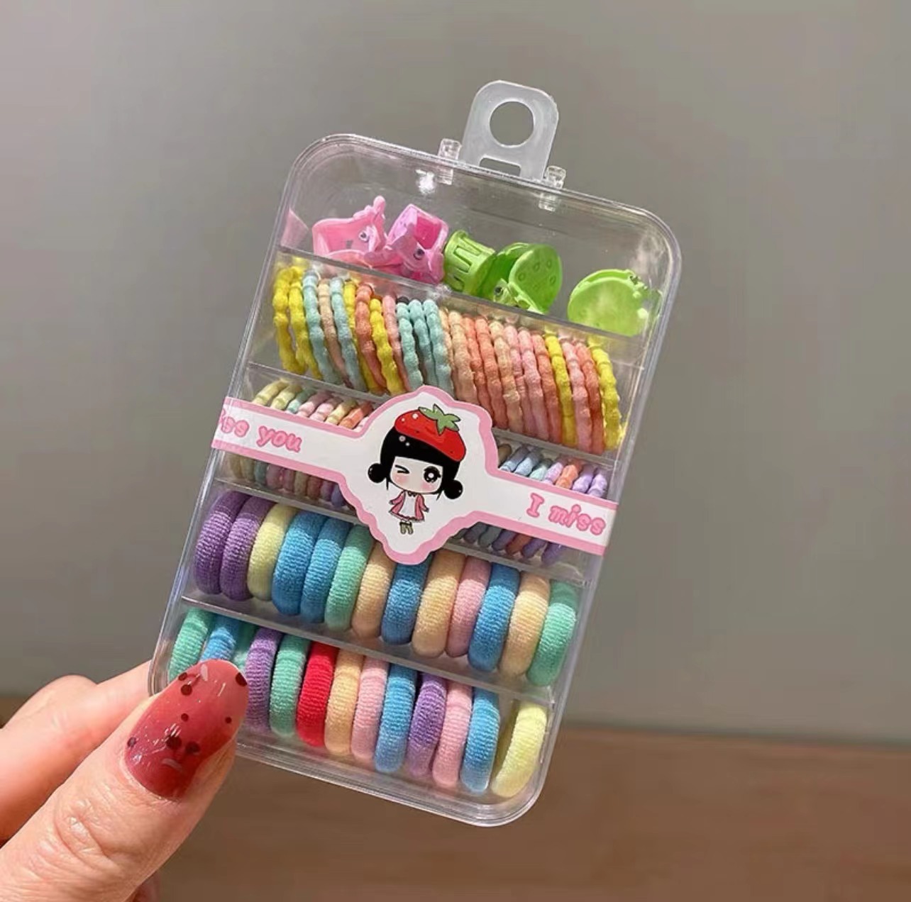 Children's Rubber Band Five Grid Suit Grip Hair Band Girls' High Elasticity Does Not Hurt Hair Rubber Band Colored Headband Small Hair Accessories