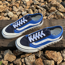 隆万斯克莱因蓝棋盘格男鞋女鞋style 36低帮帆布鞋包头休闲大码鞋