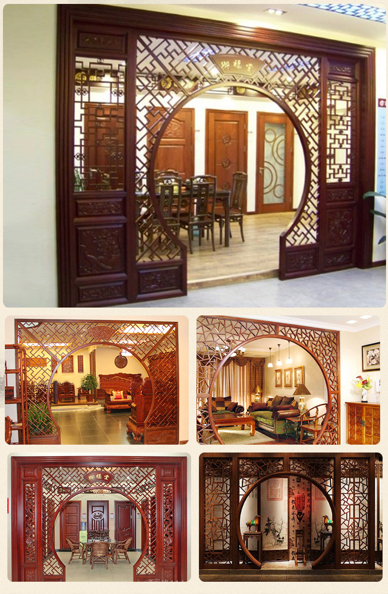 月洞门中式隔断新中式茶楼中国风花格遮挡加厚一体大厅拱门白胚