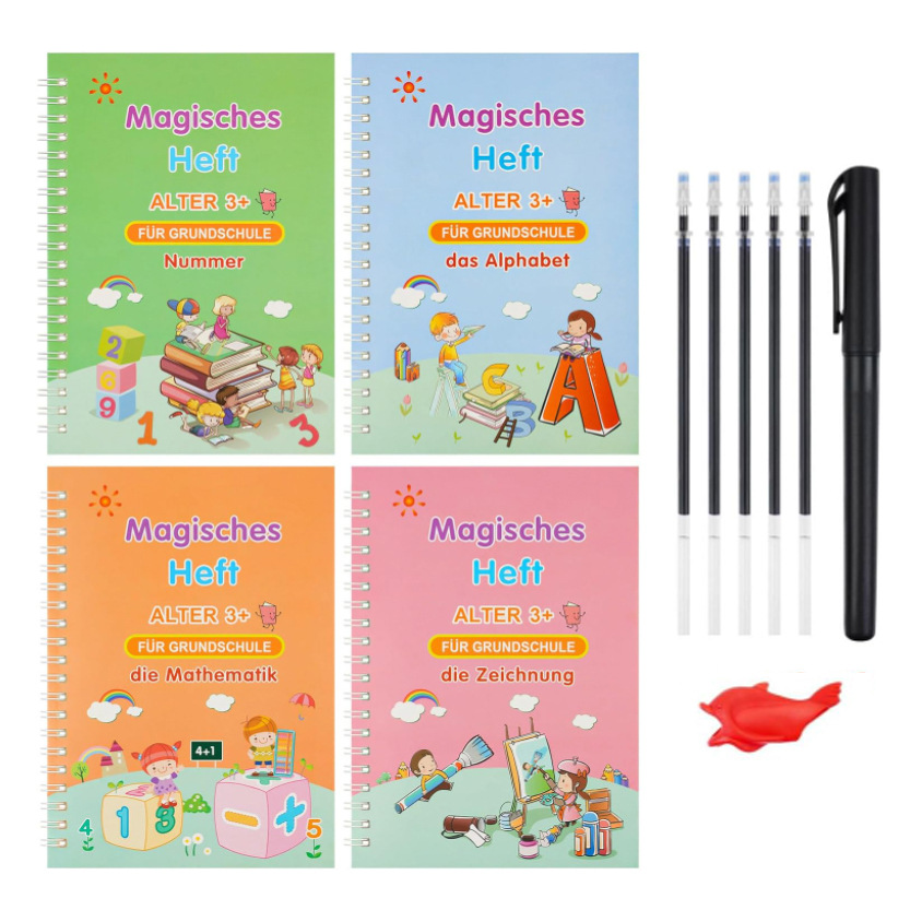 Cross-Border English French German Copybook Arabic Hard-Tipped Pen Groove English Stickers Magic Can Eliminate Calligraphy Practice Board