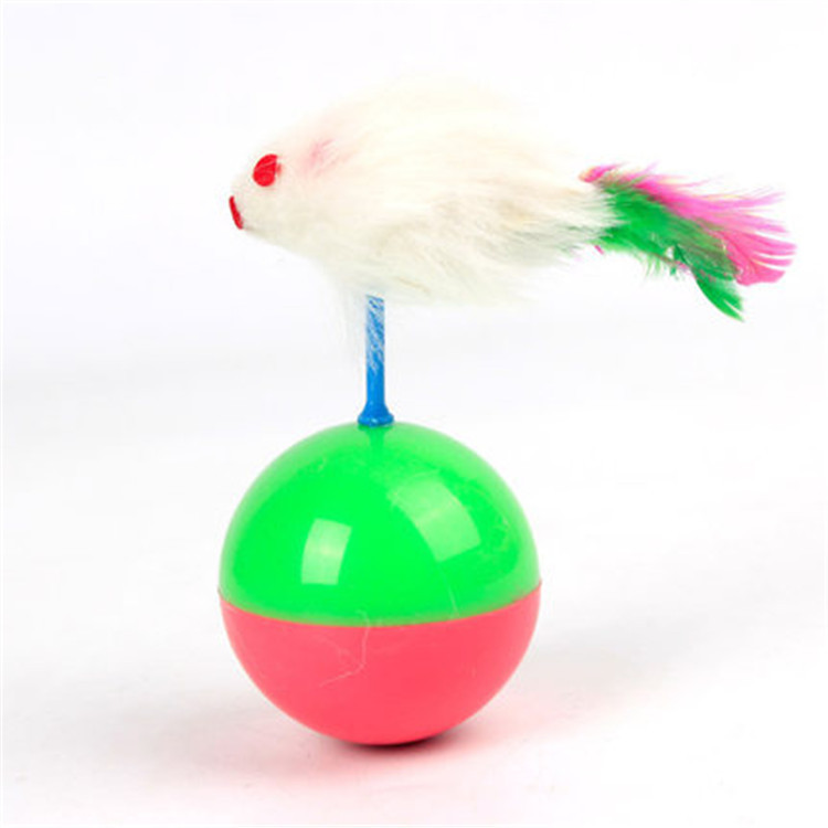 Dog/Cat Toy Tumbler Mouse Plush Feather Cat Teaser Training Pet Interactive Toy Cat Plush Mouse