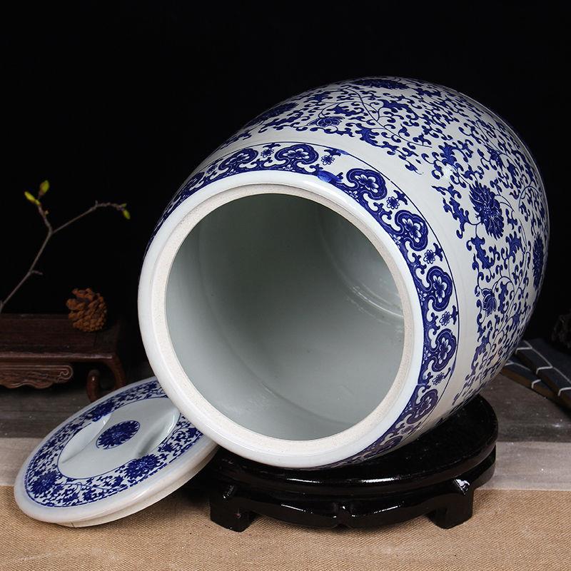 景德镇陶瓷米缸米桶青花瓷家用20斤30斤50斤密封防潮防虫水缸储物