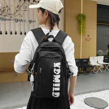 复古日系工装双肩包女小众设计感美式校园学生书包男大容量背包潮