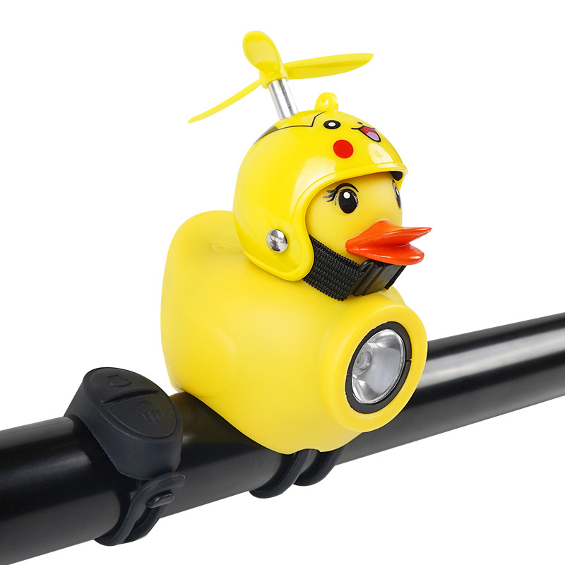 Bicycle Headlight Night Riding Children Breaking Wind Little Duck Horn Super Ringing Bell Strong Light Tail Strop Horn Yellow Duck Headlight