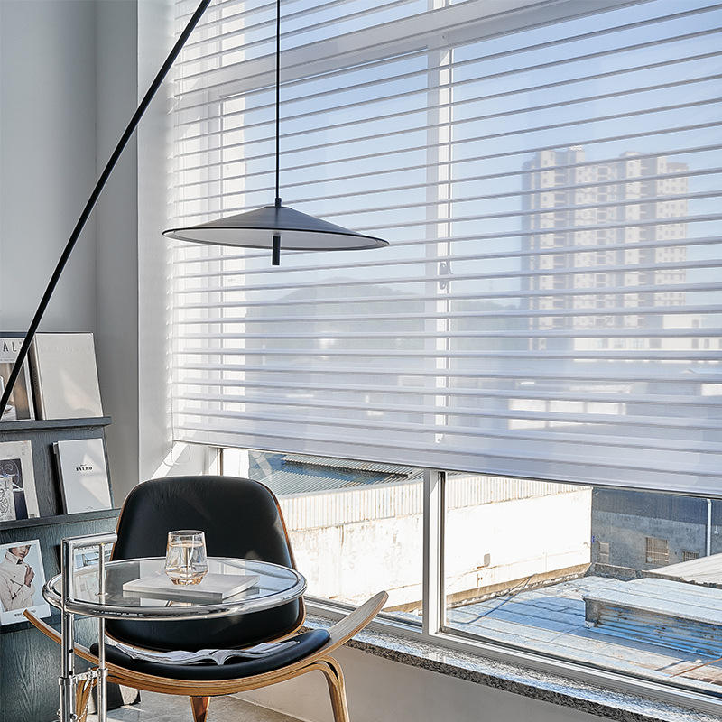香格里拉帘百叶帘办公室客厅纱帘拉伸梦幻帘书房简约轻奢柔纱帘