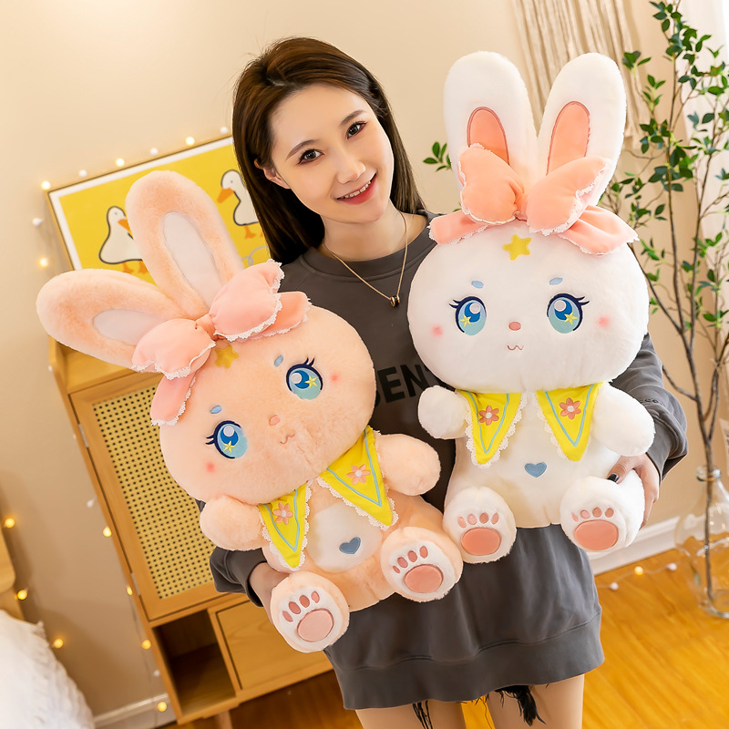 可爱兔子毛绒玩 具呆萌坐款小兔子女孩生日礼物 创意新款动物公仔