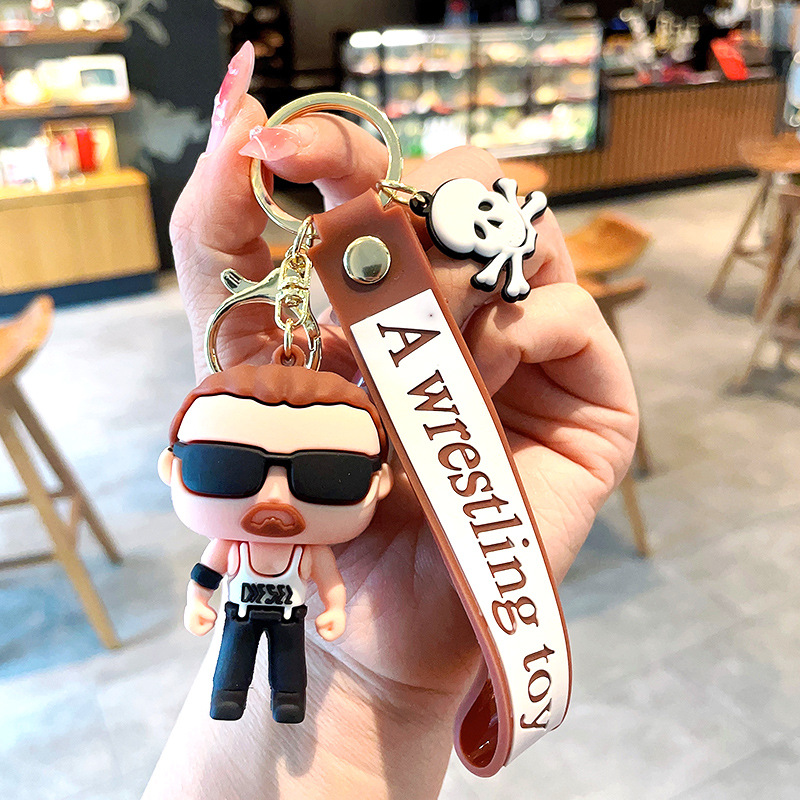 Cartoon Wrestling Toys Keychain Personality Creative Bag Accessories Car Key Pendant Key Chain Gift Wholesale