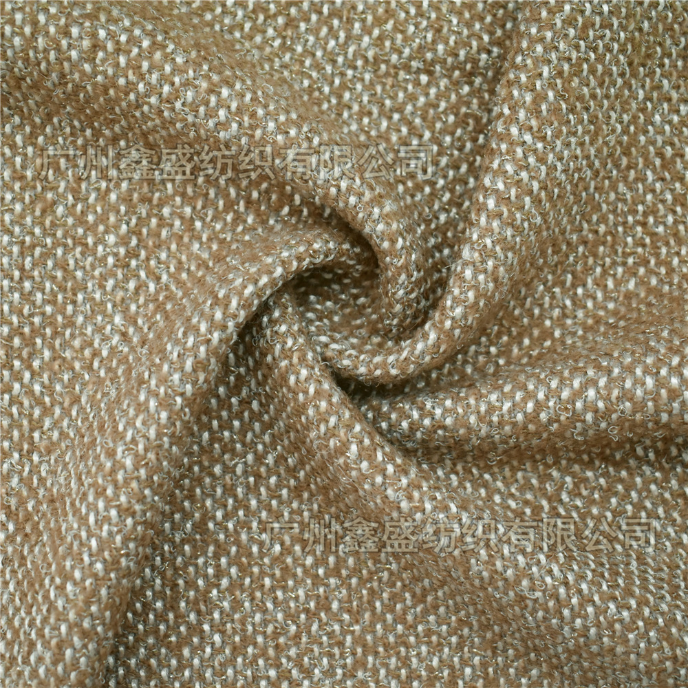 银丝羊毛编织呢小香毛呢面料女士粗花呢花式纱呢子w81741