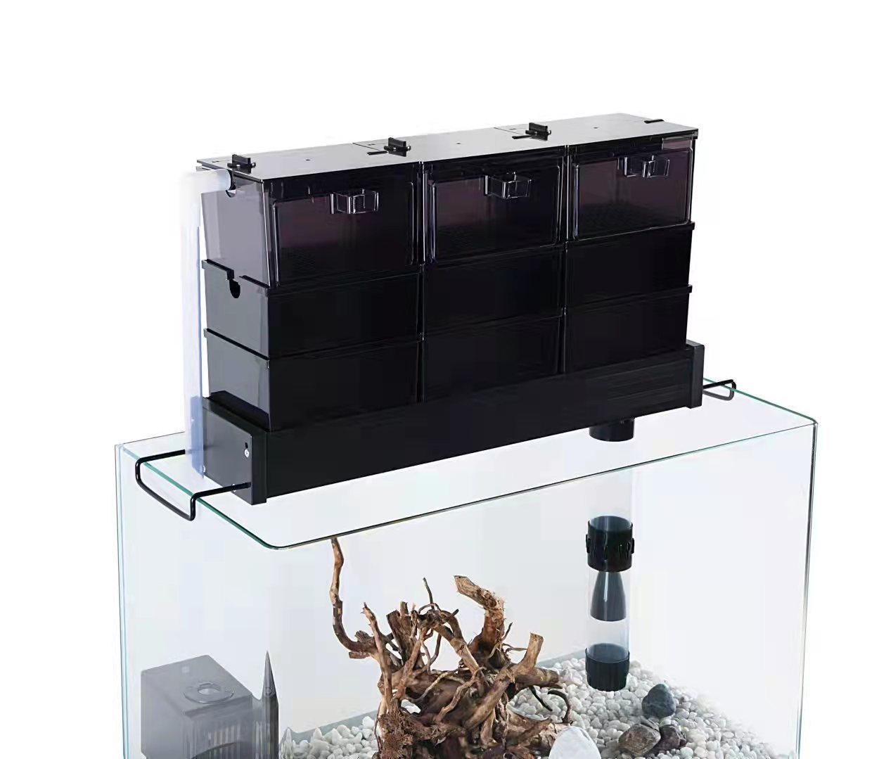 鱼缸过滤器滴流盒过滤盒顶部三合一净水循环抽屉式雨淋式过滤槽