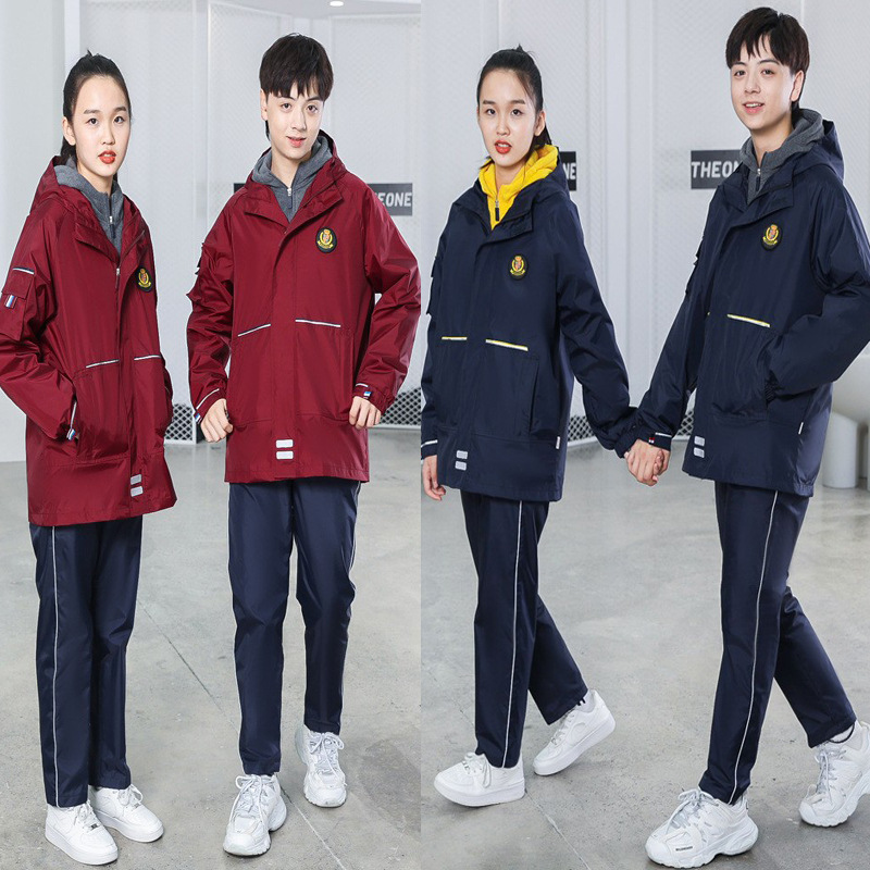 冬季冲锋衣中小初高中学生校服班服院服团体服加绒加厚三合一印字
