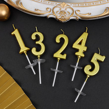 20个金色数字蜡烛生日蛋糕插件独立盒装直杆曲线甜品台派对装饰