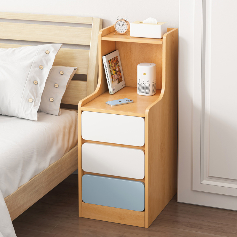 Bedside Table Storage Rack Simple Modern Small Ultra Narrow Simple Bedside Mini Storage Cabinet Storage Cabinet for Rental Room