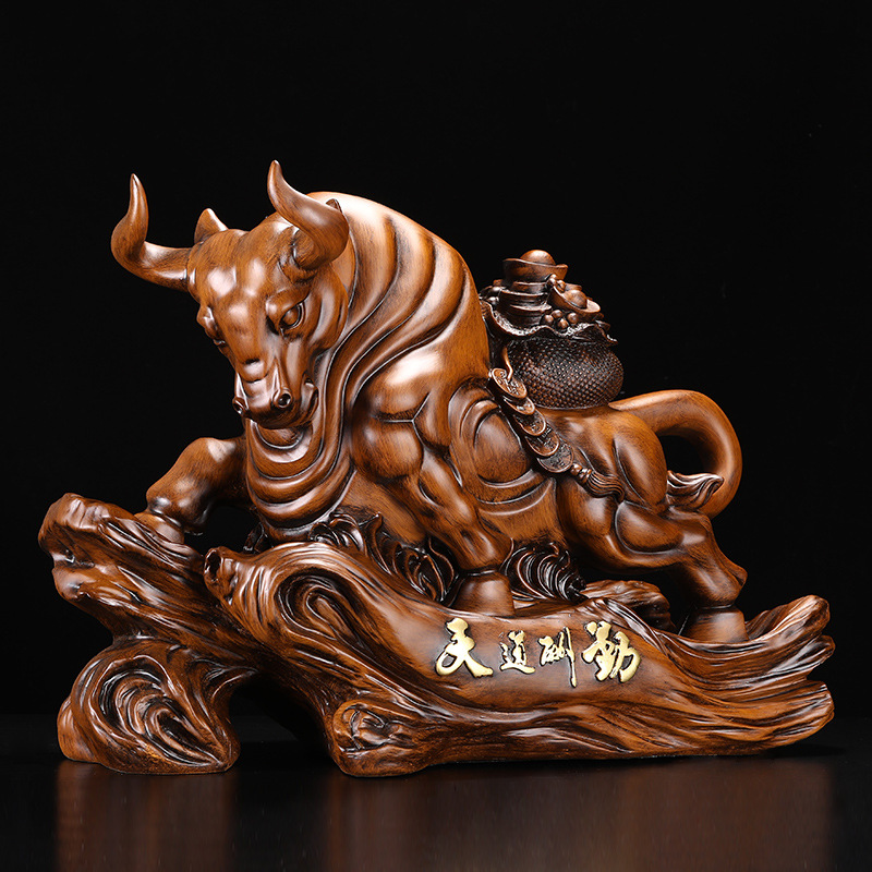 招财牛摆件天道酬勤风水牛摆设办公室公司商务开业礼品工艺品批发