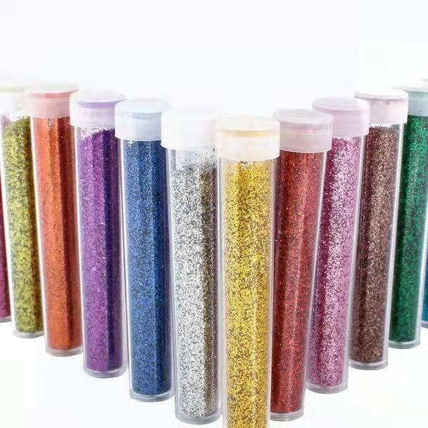 12 Colors Bottled Glitter Cross Stitch Gold Powder Glittering Powder Flash Powder Handmade Children's Painting Manicure Glitter Powder