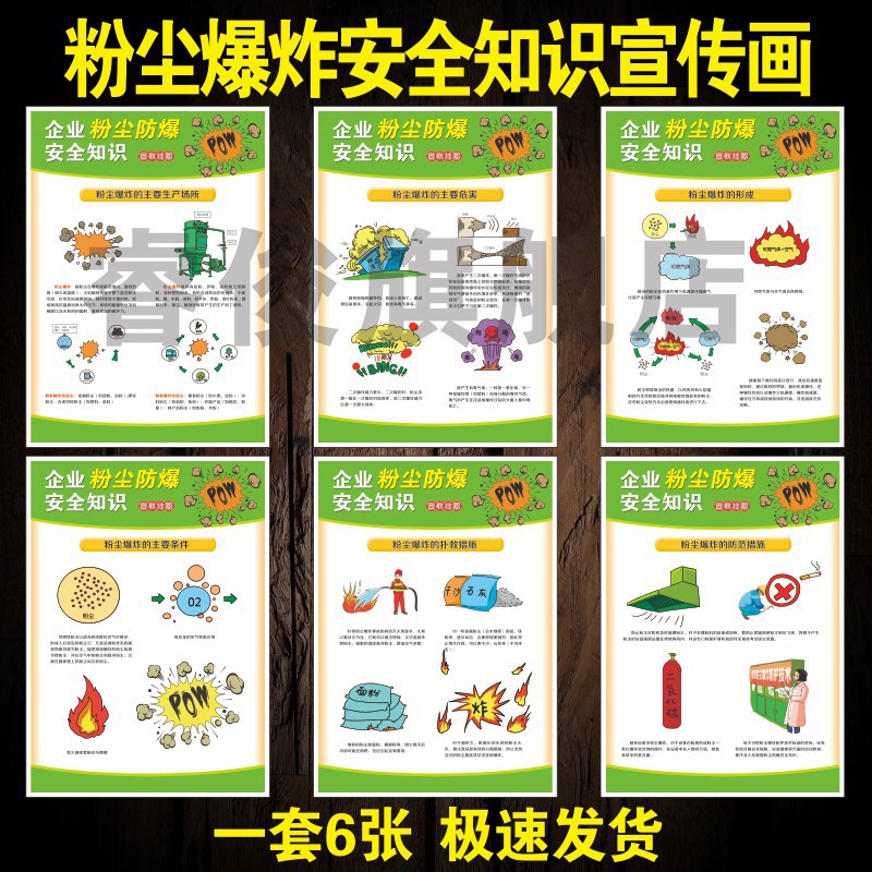 企业粉尘爆炸安全知识宣传画 粉尘爆炸形成原因主要危害挂图展板